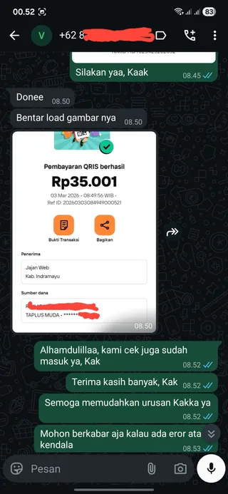 Testimoni Canva Pro Bisnis (Tim) — screenshot asli pelanggan Jajan Web